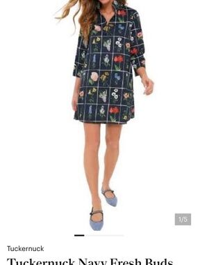 Tuckernuck Navy Floral Grid Mini Dress with Pockets